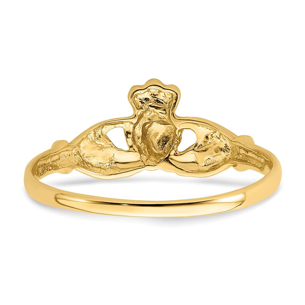 10k Polished and Satin Ladies Claddagh Ring
