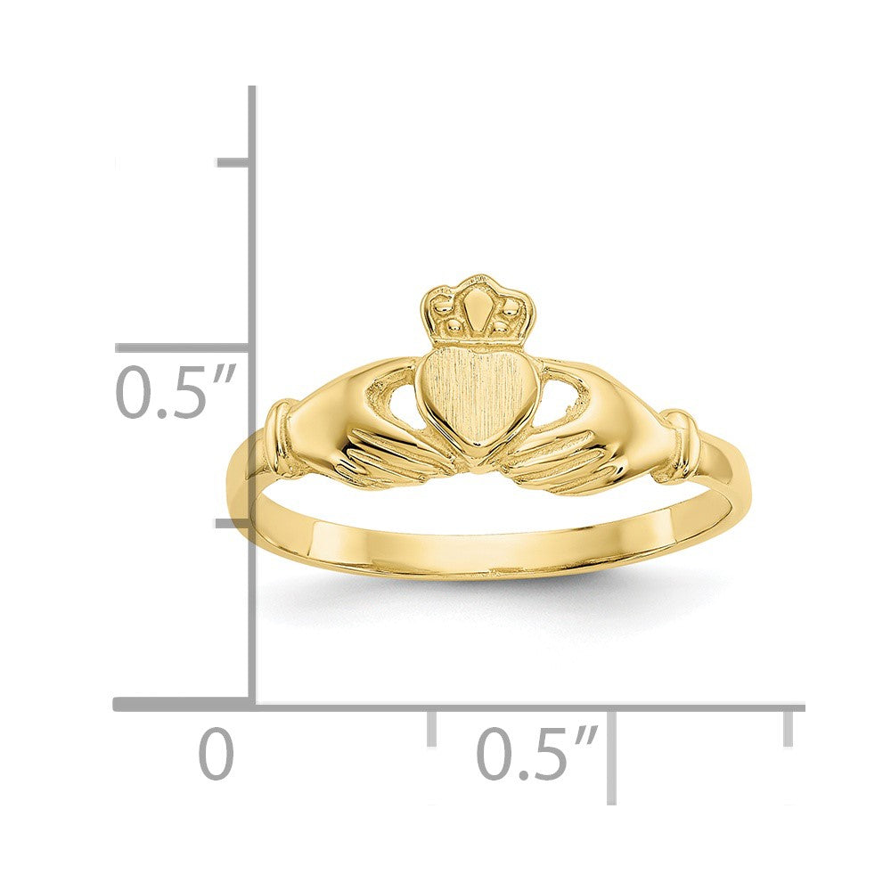 10k Polished and Satin Ladies Claddagh Ring