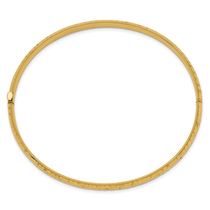 10k 3/16 Fancy Hammered 4.75mm Hinged Bangle Bracelet