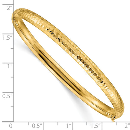 10k 3/16 Fancy Hammered 4.75mm Hinged Bangle Bracelet