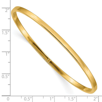 10k 3mm Polished Square Tube Slip-on Bangle Bracelet