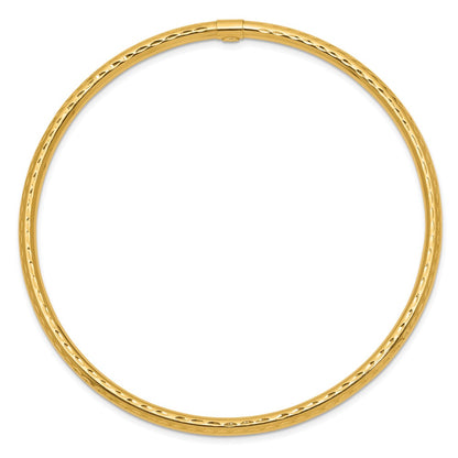 10k 3mm Diamond-cut Tube Slip-on Bangle Bracelet