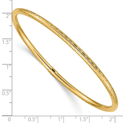 10k 3mm Diamond-cut Tube Slip-on Bangle Bracelet