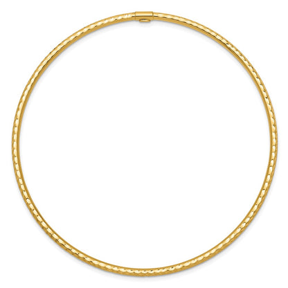 10k 2mm Diamond-cut Tube Slip-on Bangle Bracelet