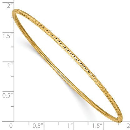 10k 2mm Diamond-cut Tube Slip-on Bangle Bracelet