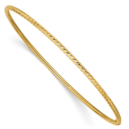 10k 2mm Diamond-cut Tube Slip-on Bangle Bracelet