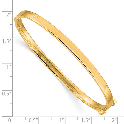 10k 4mm Polished Flat Hinged Bangle Bracelet