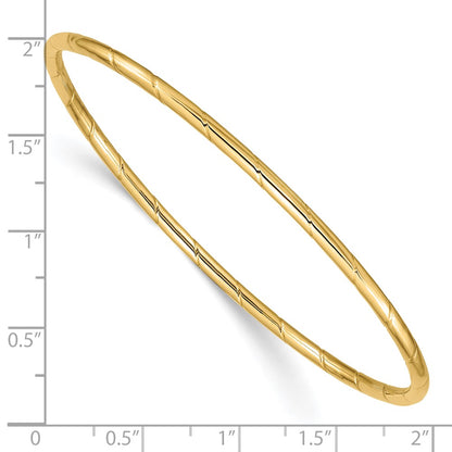 10k 2.5mm Grooved Slip-on Bangle Bracelet
