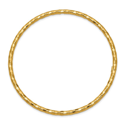 10k 3mm Polished Textured Slip-on Bangle Bracelet
