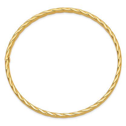 10K 4mm Textured Twist Slip-on Bangle Bracelet