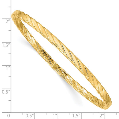 10K 4mm Textured Twist Slip-on Bangle Bracelet