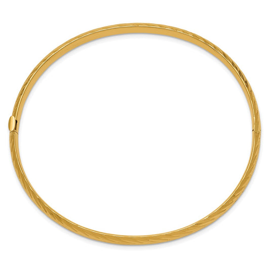 10k 3/16 Textured 4.75mm Hinged Bangle Bracelet