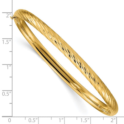 10k 3/16 Textured 4.75mm Hinged Bangle Bracelet