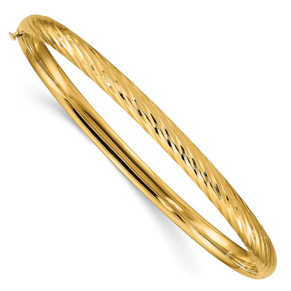 10k 3/16 Textured 4.75mm Hinged Bangle Bracelet