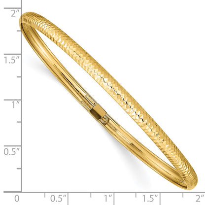10k 4mm Textured Flexible Bangle Bracelet