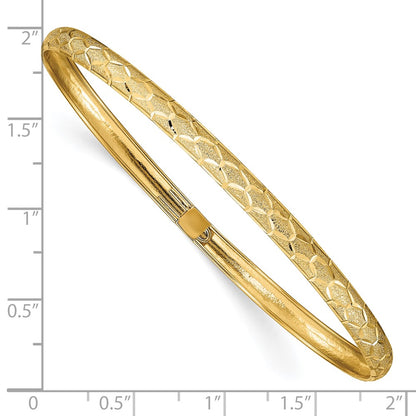 10k 4.45mm Hexagonal Design Diamond-cut Flexible Bangle Bracelet