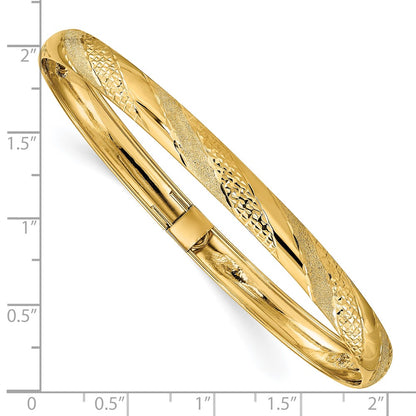 10k 6.2mm Twisted Diamond-cut Flexible Bangle Bracelet