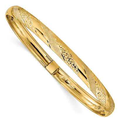 10k 6.2mm Twisted Diamond-cut Flexible Bangle Bracelet