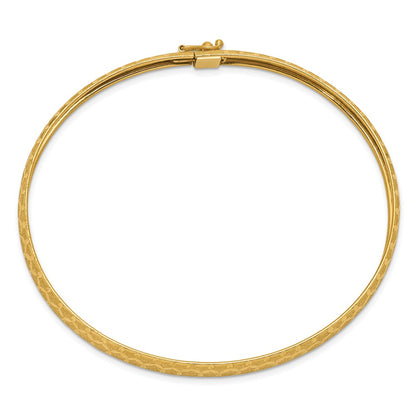 10k 6.5mm Hexagonal Design Diamond-cut Flexible Bangle Bracelet