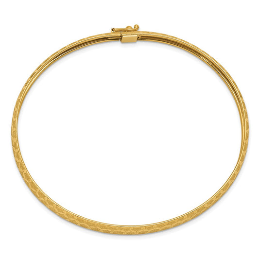 10k 6.5mm Hexagonal Design Diamond-cut Flexible Bangle Bracelet