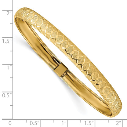 10k 6.5mm Hexagonal Design Diamond-cut Flexible Bangle Bracelet