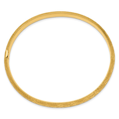 10k 4/16 Diamond-cut Fancy 6.5mm Hinged Bangle Bracelet