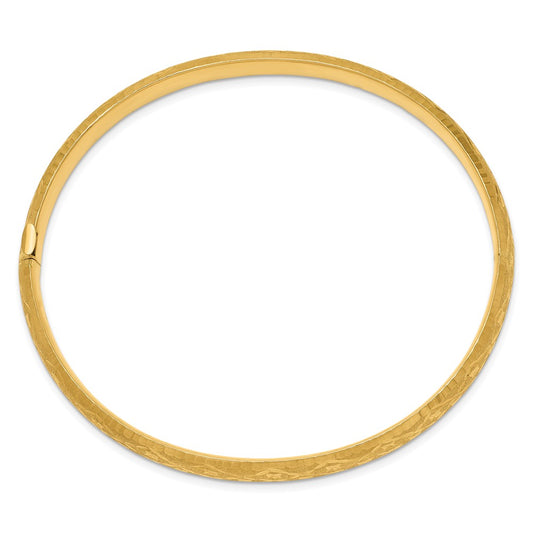 10k 4/16 Diamond-cut Fancy 6.5mm Hinged Bangle Bracelet