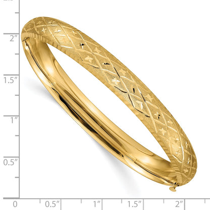 10k 5/16 Diamond-cut Fancy 8.75mm Hinged Bangle Bracelet