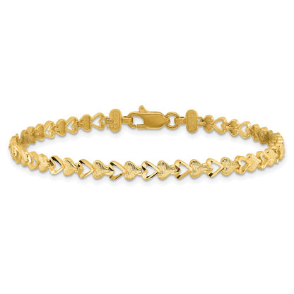 10k Diamond-cut Heart 7 inch Bracelet