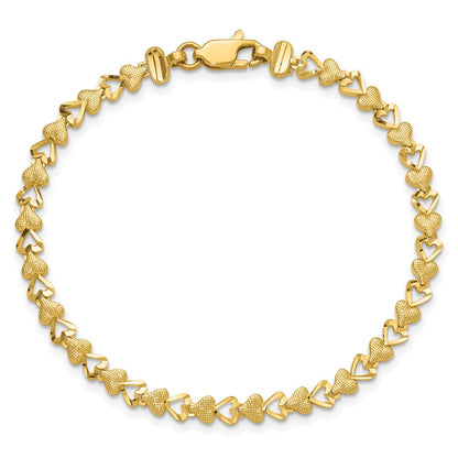 10k Diamond-cut Heart 7 inch Bracelet