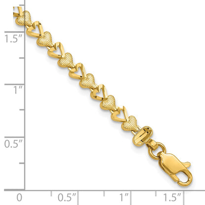 10k Diamond-cut Heart 7 inch Bracelet