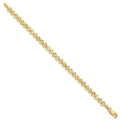10k Diamond-cut Heart 7 inch Bracelet