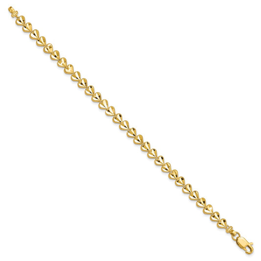 10k Diamond-cut Heart 7 inch Bracelet