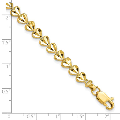 10k Diamond-cut Heart 7 inch Bracelet