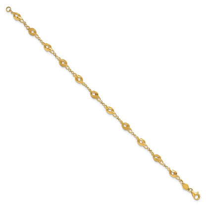 10k Polished and Lasered Spiral Link 7.25 inch Bracelet