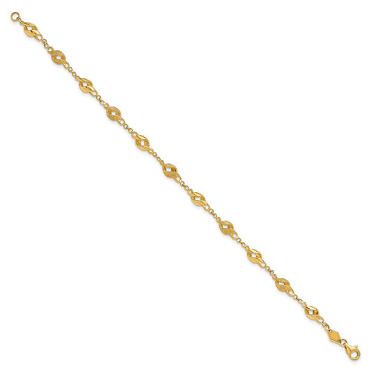 10k Polished and Lasered Spiral Link 7.25 inch Bracelet