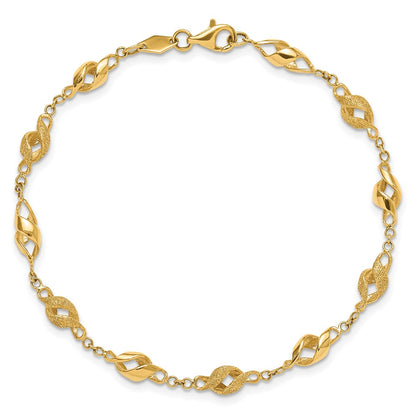 10k Polished and Lasered Spiral Link 7.25 inch Bracelet
