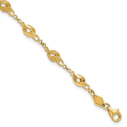 10k Polished and Lasered Spiral Link 7.25 inch Bracelet