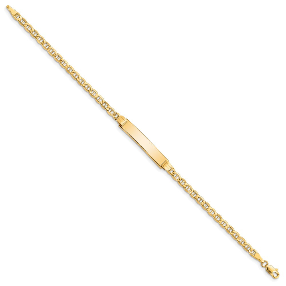 10k Polished Semi-Solid Chain/Solid Plate Anchor Link 25x5mm Plate 7 inch ID Bracelet