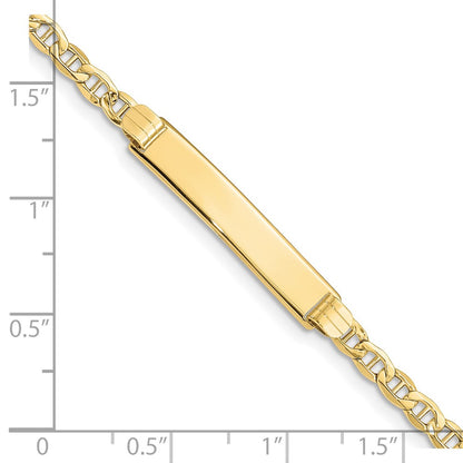 10k Polished Semi-Solid Chain/Solid Plate Anchor Link 25x5mm Plate 7 inch ID Bracelet
