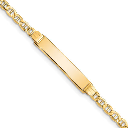 10k Polished Semi-Solid Chain/Solid Plate Anchor Link 25x5mm Plate 8 inch ID Bracelet