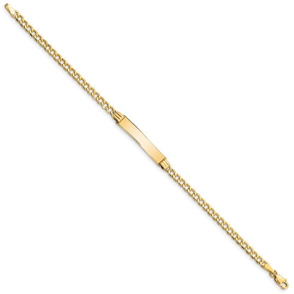 10k Polished Semi-Solid Chain/Solid Plate Cuban Link 25x5mm Plate 8 inch ID Bracelet