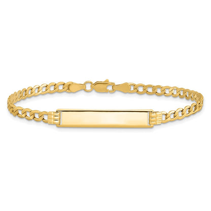 10k Polished Semi-Solid Chain/Solid Plate Cuban Link 25x5mm Plate 8 inch ID Bracelet