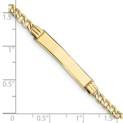 10k Polished Semi-Solid Chain/Solid Plate Cuban Link 25x5mm Plate 8 inch ID Bracelet