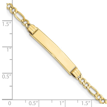 10k Polished Semi-Solid Chain/Solid Plate Figaro Link 25x5mm Plate 8 inch ID Bracelet