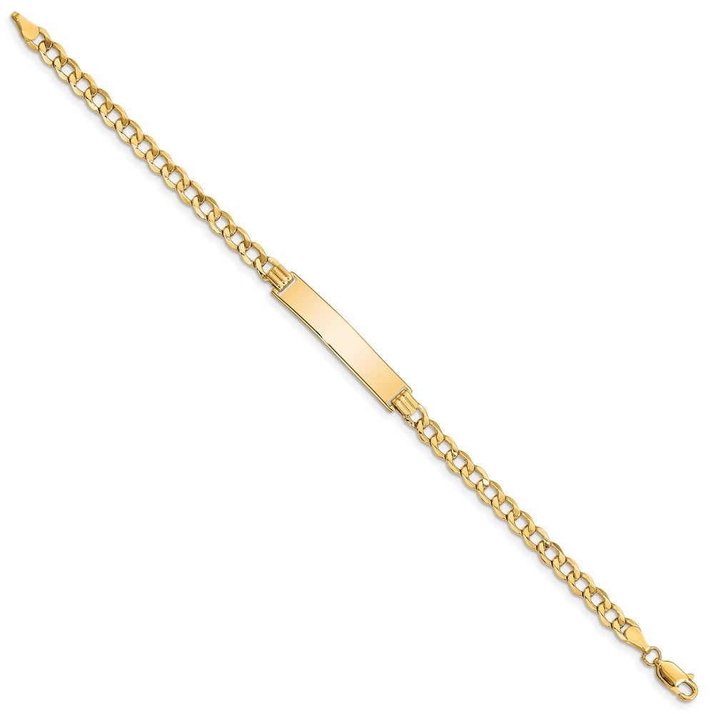10k Polished Semi-Solid Chain/Solid Plate Curb Link 33x6mm Plate 8 inch ID Bracelet