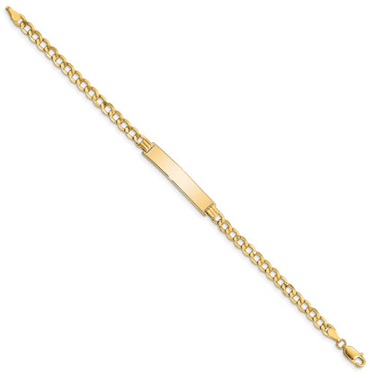 10k Polished Semi-Solid Chain/Solid Plate Curb Link 33x6mm Plate 8 inch ID Bracelet