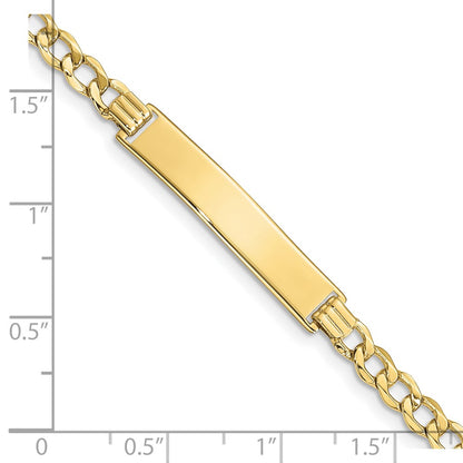 10k Polished Semi-Solid Chain/Solid Plate Curb Link 33x6mm Plate 8 inch ID Bracelet