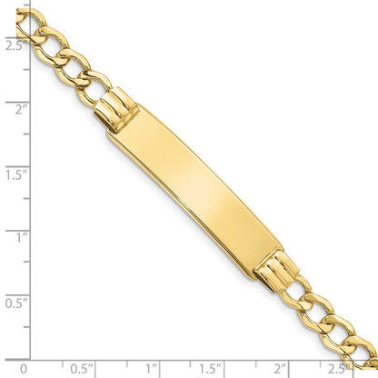 10k Polished Semi-Solid Chain/Solid Plate 5.9mm Curb Link 37x10mm Plate 8 inch ID Bracelet