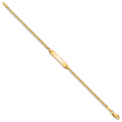 10k Polished Semi-Solid Chain/Solid Plate Cuban Link 20x4.5mm Plate 5.5 inch Baby/Child ID Bracelet